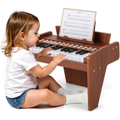 Costway - 25 Keys Digital Piano with Music Stand,Teaching Mode,Lighted Keys, Adjustable Speed - Brown Costway - 25 Keys Digital Piano with Music Stand,Teaching Mode,Lighted Keys, Adjustable Speed - Brown