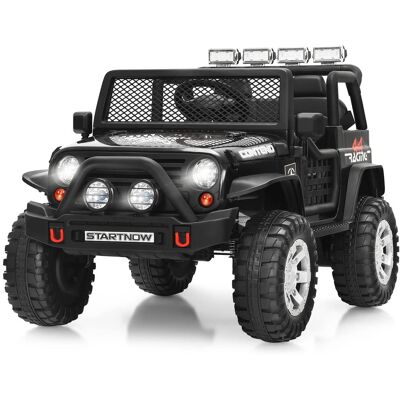 Costway - 12V Kids Ride On Truck Remote Control Electric Car with Lights&Music - Black Costway - 12V Kids Ride On Truck Remote Control Electric Car with Lights&Music - Black