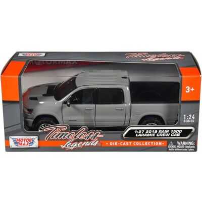 2019 RAM 1500 Laramie Crew Cab Pickup Truck Gray "Timeless Legends" Series 1/27 Diecast Model Car by Motormax 2019 RAM 1500 Laramie Crew Cab Pickup Truck Gray "Timeless Legends" Series 1/27 Diecast Model Car by Motormax