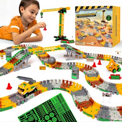 JitteryGit - Construction Toy Track Car Glow in the Dark Set Xmas STEM JitteryGit - Construction Toy Track Car Glow in the Dark Set Xmas STEM