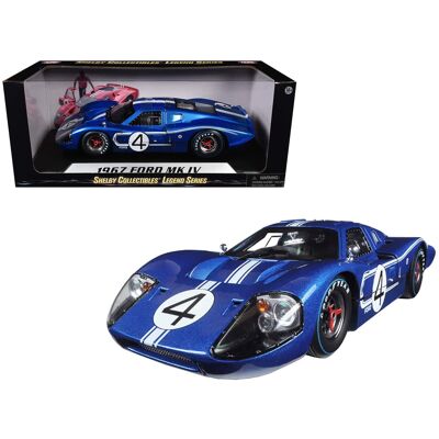 Ford GT MK IV #4 Blue L. Ruby - D. Hulme 24 Hours of Le Mans (1967) 1/18 Diecast Model Car by Shelby Collectibles Ford GT MK IV #4 Blue L. Ruby - D. Hulme 24 Hours of Le Mans (1967) 1/18 Diecast Model Car by Shelby Collectibles