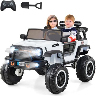 Costway - 24V 2 Seater Kids Ride on Truck 2WD/4WD Battery Powered Vehicle Toddler Powerful Car with Remote Control - White Costway - 24V 2 Seater Kids Ride on Truck 2WD/4WD Battery Powered Vehicle Toddler Powerful Car with Remote Control - White