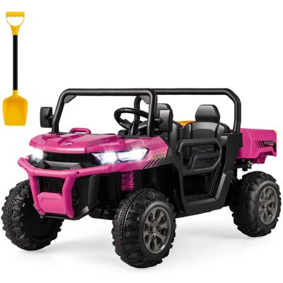 Costway - 12V 2 Seater Ride On UTV Dump Truck Remote w/ Electric Dump Bed & Shovel - Pink Costway - 12V 2 Seater Ride On UTV Dump Truck Remote w/ Electric Dump Bed & Shovel - Pink