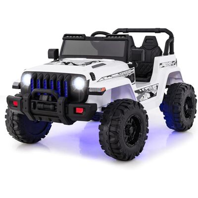Costway - Kids Ride on Truck 12V Battery Powered Ride on Car 2-Seat with 2.4G Parental Remote Control - White Costway - Kids Ride on Truck 12V Battery Powered Ride on Car 2-Seat with 2.4G Parental Remote Control - White