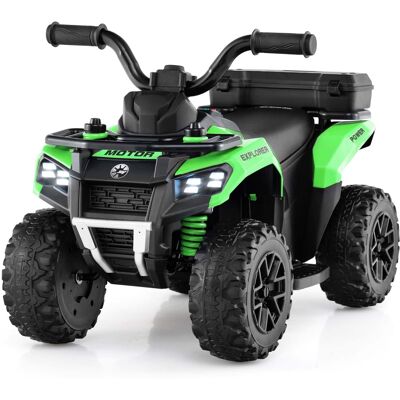 Costway - 6V Toddler Ride On Electric Car ATV with Lights & Music & USB Port Storage Box Toy Car - Green Costway - 6V Toddler Ride On Electric Car ATV with Lights & Music & USB Port Storage Box Toy Car - Green