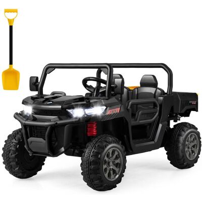 Costway - 12V 2 Seater Ride On UTV Dump Truck Remote w/ Electric Dump Bed & Shovel - Black Costway - 12V 2 Seater Ride On UTV Dump Truck Remote w/ Electric Dump Bed & Shovel - Black