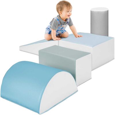 Best Choice Products - Soft Foam Climbing Blocks for Toddlers, 5-Piece Play Set, Easy-Clean Vinyl - Blue Best Choice Products - Soft Foam Climbing Blocks for Toddlers, 5-Piece Play Set, Easy-Clean Vinyl - Blue