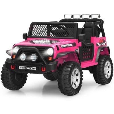Costway - 12V Kids Ride On Truck Remote Control Electric Car with Lights&Music - Pink Costway - 12V Kids Ride On Truck Remote Control Electric Car with Lights&Music - Pink