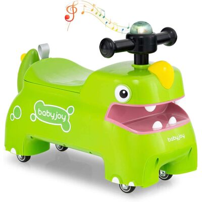 Costway - Ride on Toy Baby Dinosaur Sliding Car with 4 Universal Casters Under-Seat Storage - Green Costway - Ride on Toy Baby Dinosaur Sliding Car with 4 Universal Casters Under-Seat Storage - Green