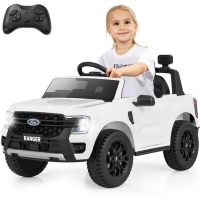 Costway - 12V Licensed Ford Ranger Kids Ride on Car with Remote Control Storage Basket - White Costway - 12V Licensed Ford Ranger Kids Ride on Car with Remote Control Storage Basket - White