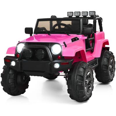 Costway - 12V Battery Powered Electric Ride On Car with 2.4 GHZ Bluetooth Remote Control,3 Speeds, LED Lights - Pink Costway - 12V Battery Powered Electric Ride On Car with 2.4 GHZ Bluetooth Remote Control,3 Speeds, LED Lights - Pink