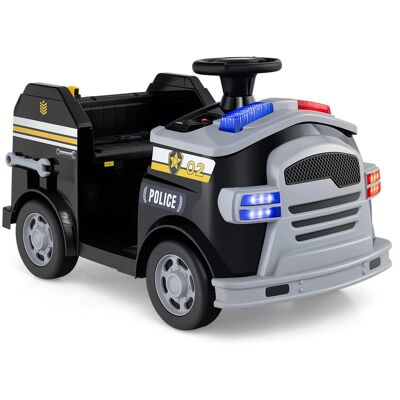 Costway - 12V Kids Ride on Fire Truck Toddler Fire Toy Car with Shovel & Wrench - Black Costway - 12V Kids Ride on Fire Truck Toddler Fire Toy Car with Shovel & Wrench - Black