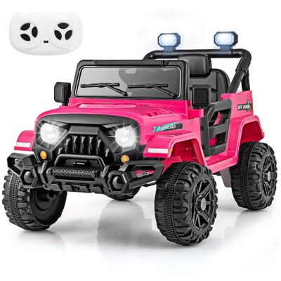 Costway - 12V Kids Ride on Truck Car w/Remote Control, Threaded Wheels 3 Speeds LED Lights - Pink Costway - 12V Kids Ride on Truck Car w/Remote Control, Threaded Wheels 3 Speeds LED Lights - Pink