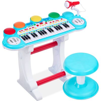 Best Choice Products - 37-Key Kids Electronic Piano Keyboard w/ Multiple Sounds, Lights Microphone, Stool - Multicolor Best Choice Products - 37-Key Kids Electronic Piano Keyboard w/ Multiple Sounds, Lights Microphone, Stool - Multicolor