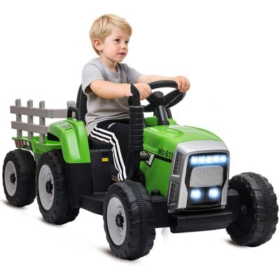 Aosom - 12V Ride on Tractor with Trailer, 25W Dual Motors, Battery Electric Tractor with Remote, Music, Horn, LED Lights Aosom - 12V Ride on Tractor with Trailer, 25W Dual Motors, Battery Electric Tractor with Remote, Music, Horn, LED Lights