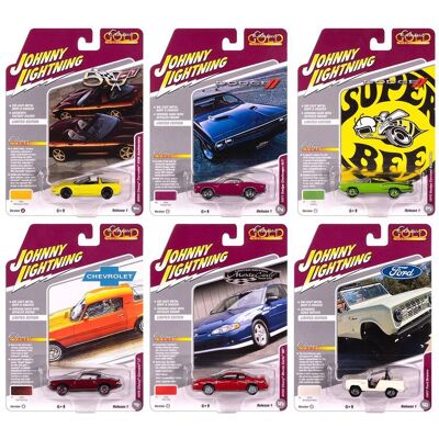"Classic Gold Collection" 2025 Release 1 Set A of 6 Cars 1/64 Diecast Model Cars by Johnny Lightning "Classic Gold Collection" 2025 Release 1 Set A of 6 Cars 1/64 Diecast Model Cars by Johnny Lightning