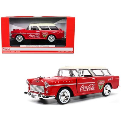 Motorcity Classics - 1955 Chevrolet Bel Air Nomad Red with White Top "Coca-Cola" 1/24 Diecast Model Car by Motor City Classics Motorcity Classics - 1955 Chevrolet Bel Air Nomad Red with White Top "Coca-Cola" 1/24 Diecast Model Car by Motor City Classics