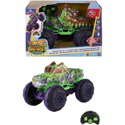 Mattel - Hot Wheels Monster Trucks 1:15 Mutant Chaos Wreckin' Wolf RC Vehicle - COLLECTIBLES - Multicolor Mattel - Hot Wheels Monster Trucks 1:15 Mutant Chaos Wreckin' Wolf RC Vehicle - COLLECTIBLES - Multicolor
