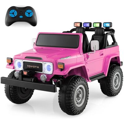 Costway - 2 Seater Ride On Truck Car 12V Licensed Toyota FJ40 RC w/ Laser Light & Music - Pink Costway - 2 Seater Ride On Truck Car 12V Licensed Toyota FJ40 RC w/ Laser Light & Music - Pink
