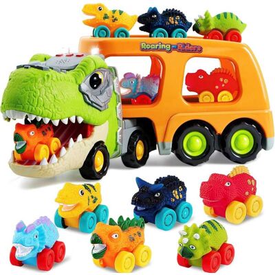 Joyfy - Dinosaur Truck Toys for Boys Ages 3-5, Carrier Truck Car Toys with Music & Lights, Christmas Birthday Gift for Kids Todd Joyfy - Dinosaur Truck Toys for Boys Ages 3-5, Carrier Truck Car Toys with Music & Lights, Christmas Birthday Gift for Kids Todd