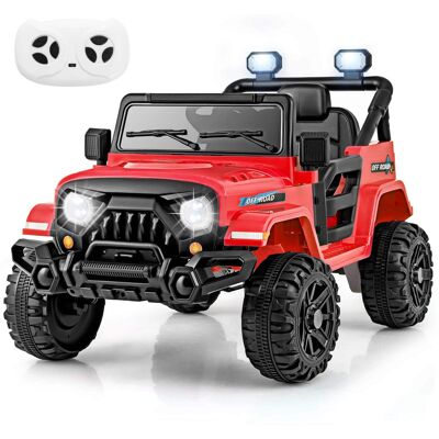 Costway - 12V Kids Ride on Truck Car w/Remote Control, Threaded Wheels 3 Speeds LED Lights - Red Costway - 12V Kids Ride on Truck Car w/Remote Control, Threaded Wheels 3 Speeds LED Lights - Red