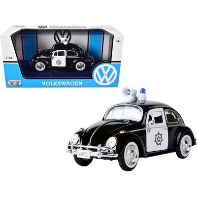 1966 Volkswagen Beetle Police Car Black and White 1/24 Diecast Model Car by Motormax 1966 Volkswagen Beetle Police Car Black and White 1/24 Diecast Model Car by Motormax