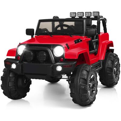 Costway - 12V Battery Powered Electric Ride On Car with 2.4 GHZ Bluetooth Remote Control,3 Speeds, LED Lights - Red Costway - 12V Battery Powered Electric Ride On Car with 2.4 GHZ Bluetooth Remote Control,3 Speeds, LED Lights - Red