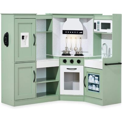 Best Choice Products - Pretend Play Corner Kitchen, Interactive Wooden Kids Set w/ Lights & Sounds - Sage Best Choice Products - Pretend Play Corner Kitchen, Interactive Wooden Kids Set w/ Lights & Sounds - Sage