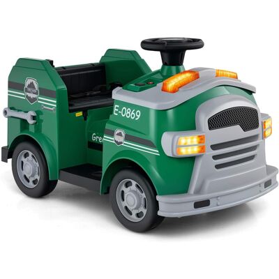 Costway - 12V Kids Ride on Fire Truck Toddler Fire Toy Car with Shovel & Wrench - Green Costway - 12V Kids Ride on Fire Truck Toddler Fire Toy Car with Shovel & Wrench - Green