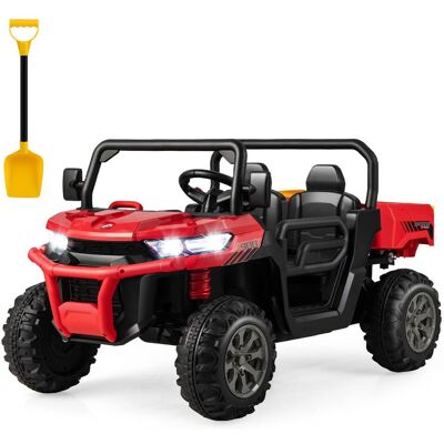Costway - 12V 2 Seater Ride On UTV Dump Truck Remote w/ Electric Dump Bed & Shovel - Red Costway - 12V 2 Seater Ride On UTV Dump Truck Remote w/ Electric Dump Bed & Shovel - Red