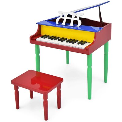 Gymax - 30-Key Classic Baby Grand Piano Toddler Toy Wood w/ Bench & Music Rack Colorful - Multicolor Gymax - 30-Key Classic Baby Grand Piano Toddler Toy Wood w/ Bench & Music Rack Colorful - Multicolor