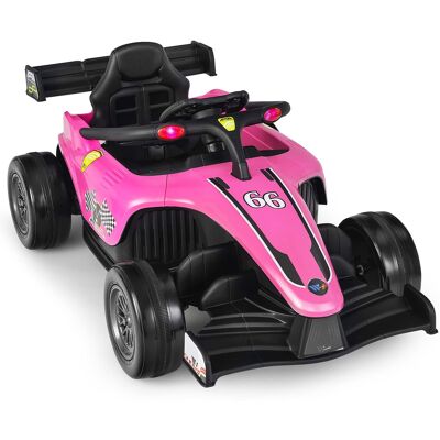 Costway - 12V Kids Ride on Car Electric Racing Truck Remote Control w/ MP3 & Lights - Pink Costway - 12V Kids Ride on Car Electric Racing Truck Remote Control w/ MP3 & Lights - Pink