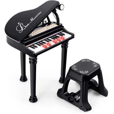 Costway - 31 Keys Kids Piano Keyboard Toy Toddler Musical Instrument with Stool & Microphone - Black Costway - 31 Keys Kids Piano Keyboard Toy Toddler Musical Instrument with Stool & Microphone - Black