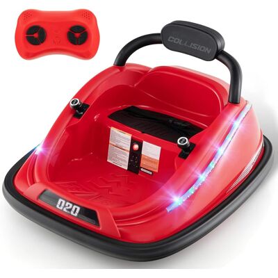 Costway - Bumper Car for Kids Electric Ride on Car with Remote Control Joystick Flashing LED Lights - Red Costway - Bumper Car for Kids Electric Ride on Car with Remote Control Joystick Flashing LED Lights - Red