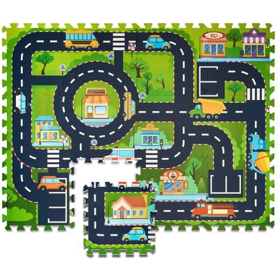 Sorbus - Foam Playmat for Kids - Traffic Play Mat for Babies - Interlocking Floor Mats City Road Design - 12 Tiles - Green Sorbus - Foam Playmat for Kids - Traffic Play Mat for Babies - Interlocking Floor Mats City Road Design - 12 Tiles - Green