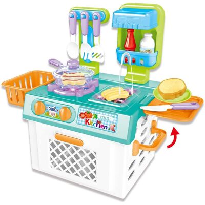 JuzToys - Play Food Sets for Kids Kitchen, Kids Kitchen Accessories Color Changing Food, Kitchen Toys with Sounds & Lights - Blue JuzToys - Play Food Sets for Kids Kitchen, Kids Kitchen Accessories Color Changing Food, Kitchen Toys with Sounds & Lights - Blue