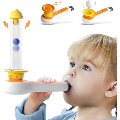 TOPBRIGHT - 3 in 1 Sensory Toys For Kids with Whistle Ball Blowing Floating Blow Pipe Balls Fine Motor Skills Toddler Toys - Yellow TOPBRIGHT - 3 in 1 Sensory Toys For Kids with Whistle Ball Blowing Floating Blow Pipe Balls Fine Motor Skills Toddler Toys - Yellow