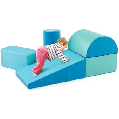 Gymax - 5 PCS Kids Crawl & Climb Activity Playset Soft Foam Block Toddler Play Structure - Navy Gymax - 5 PCS Kids Crawl & Climb Activity Playset Soft Foam Block Toddler Play Structure - Navy
