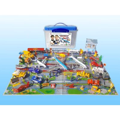 JuzToys - STEM Toys Kids Airplane Toy, 57 Piece Airplane Toy Set with Planes, Trucks & Playmat,Educational Toys for Toddlers - Multi JuzToys - STEM Toys Kids Airplane Toy, 57 Piece Airplane Toy Set with Planes, Trucks & Playmat,Educational Toys for Toddlers - Multi