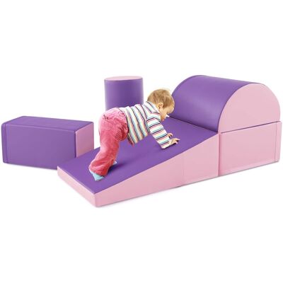 Costway - 5 PCS Kids Climb & Crawl Activity Playset Soft Foam Block Toddler Play Structure - Purple Costway - 5 PCS Kids Climb & Crawl Activity Playset Soft Foam Block Toddler Play Structure - Purple