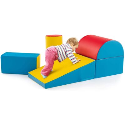 Costway - 5 PCS Kids Climb & Crawl Activity Playset Soft Foam Block Toddler Play Structure - Red Costway - 5 PCS Kids Climb & Crawl Activity Playset Soft Foam Block Toddler Play Structure - Red