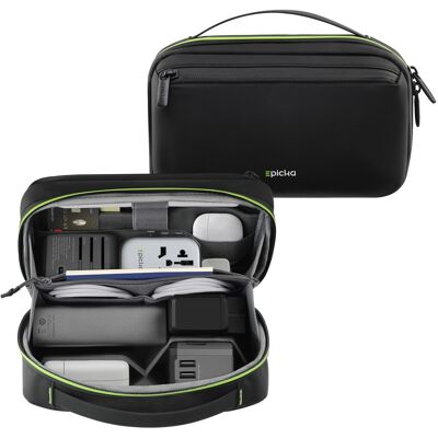 Epicka - Electronics Organizer Travel Case - Cable Organizer Bag for Travel, Tech Pouch with Luggage Strap - Black Epicka - Electronics Organizer Travel Case - Cable Organizer Bag for Travel, Tech Pouch with Luggage Strap - Black
