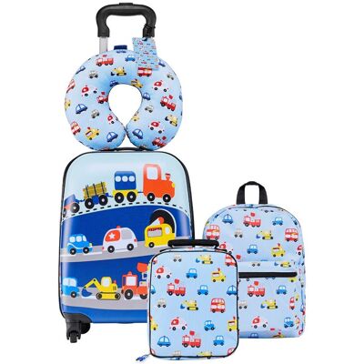 VEVOR - Kids Luggage Set, 5 Piece, 18 Inch Hardside Rolling Wheels Suitcase with Backpack & U-shape Pillow, Truck Kids Carry - Blue VEVOR - Kids Luggage Set, 5 Piece, 18 Inch Hardside Rolling Wheels Suitcase with Backpack & U-shape Pillow, Truck Kids Carry - Blue