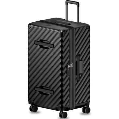 LUGGEX - 30 Inch KVT Trunk Luggage, Expandable PC Hard Shell Large Checked Suitcase with Shock - Absorbing Wheels - EX-Pro - Black LUGGEX - 30 Inch KVT Trunk Luggage, Expandable PC Hard Shell Large Checked Suitcase with Shock - Absorbing Wheels - EX-Pro - Black