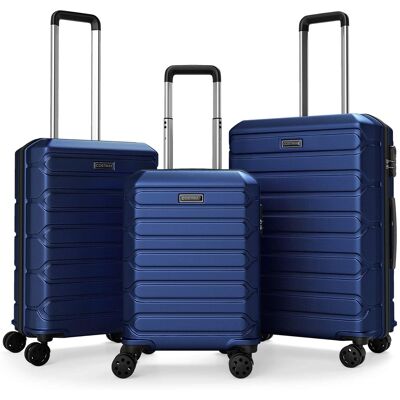Costway - 3-Piece Hardside Luggage Set (20/24/28 Inch) with 8-Spinner Wheels, 3-Digital Lock - Navy Costway - 3-Piece Hardside Luggage Set (20/24/28 Inch) with 8-Spinner Wheels, 3-Digital Lock - Navy