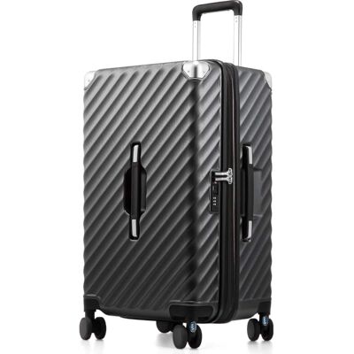 LUGGEX - 24 Inch KVT Trunk Luggage Expandable PC Hard Shell Large Checked Suitcase with Shock - Absorbing Wheels - EX-Pro - Black LUGGEX - 24 Inch KVT Trunk Luggage Expandable PC Hard Shell Large Checked Suitcase with Shock - Absorbing Wheels - EX-Pro - Black