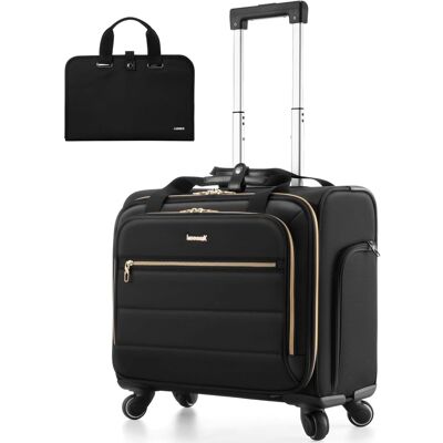 LUGGEX - Rolling Laptop Bag with Wheels, Softside Laptop Rolling suitcase with 4 Spinner Wheels UBC - FX-UX - Black LUGGEX - Rolling Laptop Bag with Wheels, Softside Laptop Rolling suitcase with 4 Spinner Wheels UBC - FX-UX - Black