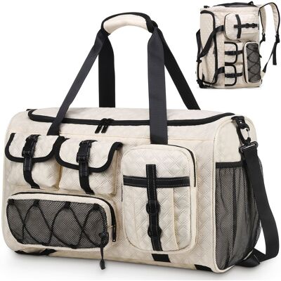 Unique Bargains - Gym Bag for Men Women 40L Sport Duffel Bag Anti-Theft Overnight Backpack W/Shoe Compartment for Fitness Travel - White Unique Bargains - Gym Bag for Men Women 40L Sport Duffel Bag Anti-Theft Overnight Backpack W/Shoe Compartment for Fitness Travel - White