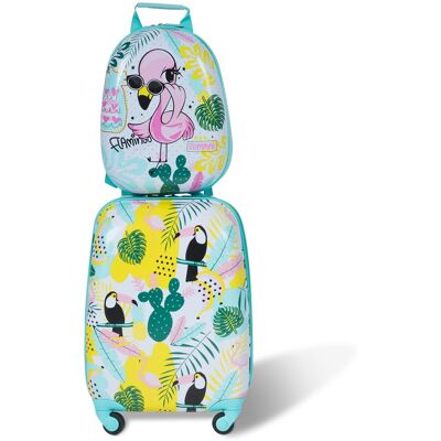 Costway - 2PC Kids Luggage Set 12" Backpack & 16" Rolling Suitcase Travel ABS - Lake Blue/White/Pink/Yellow Costway - 2PC Kids Luggage Set 12" Backpack & 16" Rolling Suitcase Travel ABS - Lake Blue/White/Pink/Yellow