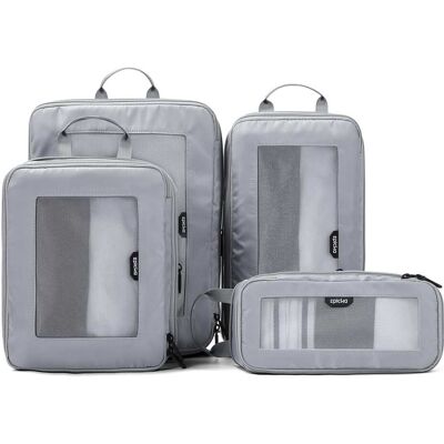 Epicka - TripCozy Compression Packing Cubes Durable Travel organizer Bags with Mesh Top for Carry on - Light Grey-4 Set Epicka - TripCozy Compression Packing Cubes Durable Travel organizer Bags with Mesh Top for Carry on - Light Grey-4 Set